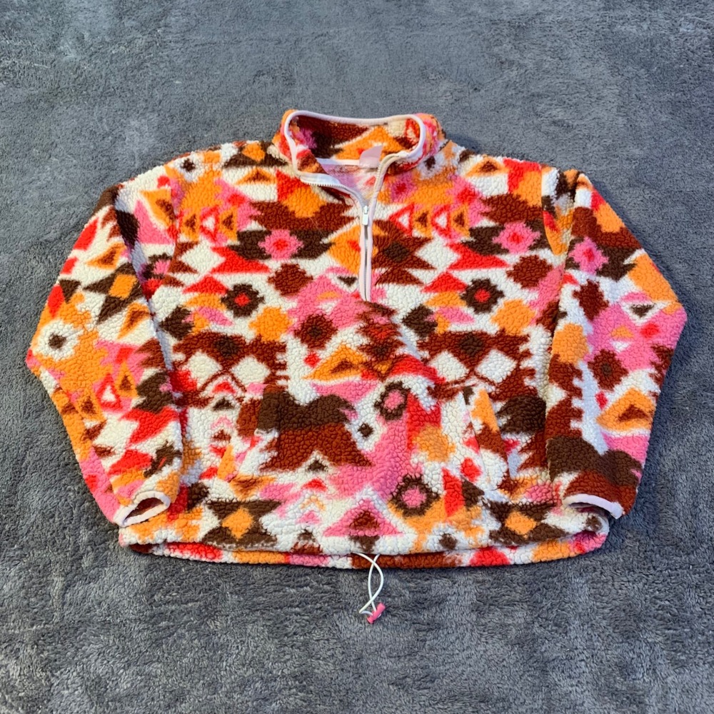 No Boundaries Aztec Fleece Pullover XXL Half Zip Geometric Sherpa Sweatshirt